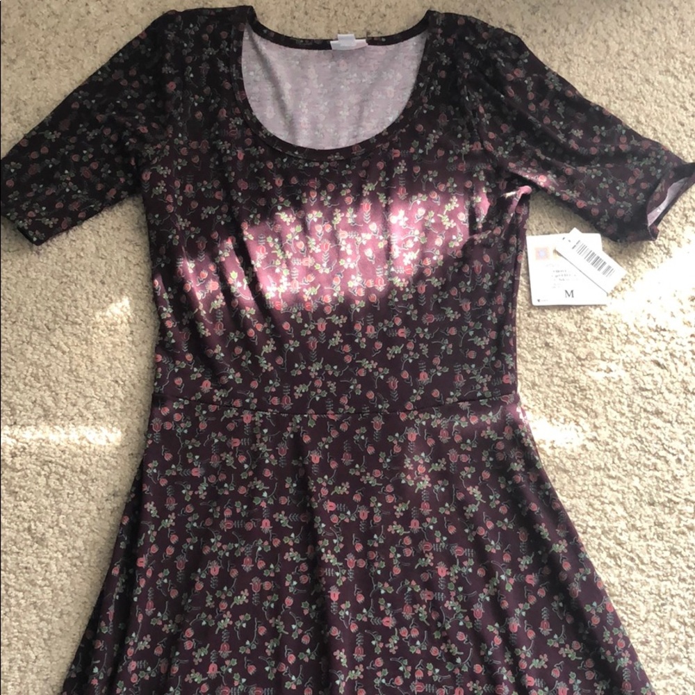 LulaRoe Medium Ana Dress NWT Deep Wine with Floral